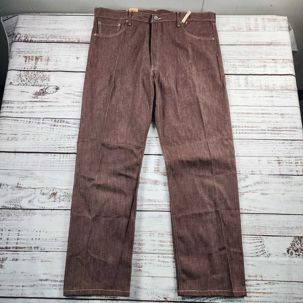 Levis 501 XX Shrink To Fit Jeans Mens 42x32 Burgundy Denim Button Fly NWT